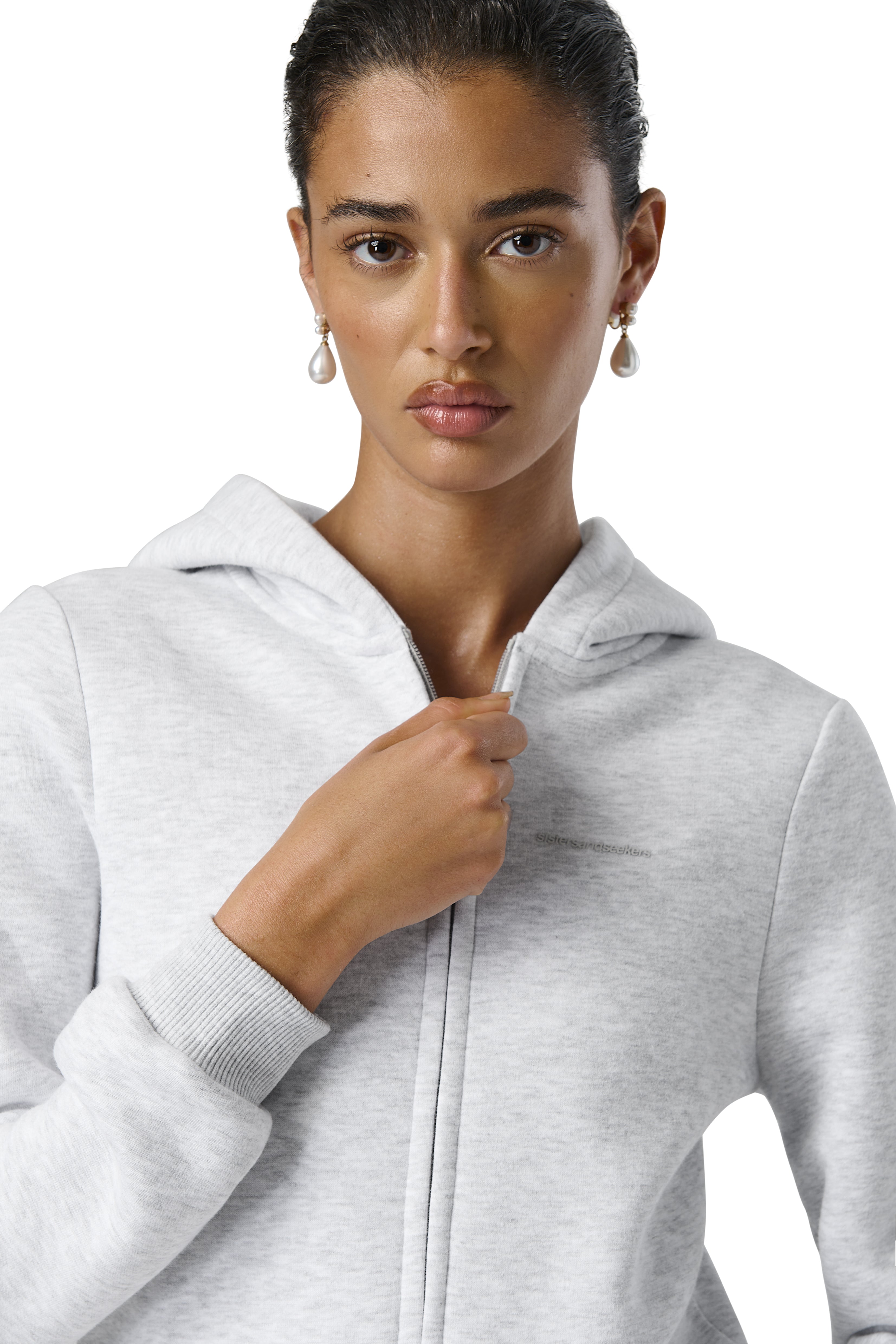 Model Iman is 5'8 and wears size S.